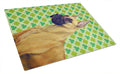 Great Dane St. Patrick's Day Shamrock Portrait Cutting Board Tempered Glass Kitchen Cutting Surface, Heat Resistant Chopping, Non-Slip Feet, Food Prep & Serving