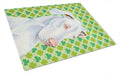 Great Dane St. Patrick's Day Shamrock Portrait Cutting Board Tempered Glass Kitchen Cutting Surface, Heat Resistant Chopping, Non-Slip Feet, Food Prep & Serving