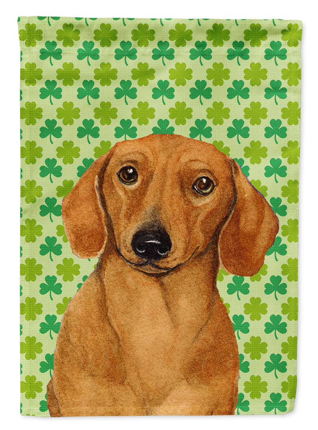 Dachshund St. Patrick's Day Shamrock Portrait House Flag 28x40 Porch Sleeve Pole Decorative Outside Yard Banner Artwork Wall Hanging, Polyester
