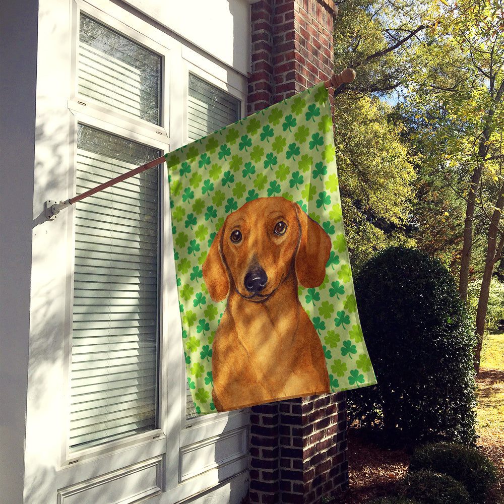 Dachshund St. Patrick's Day Shamrock Portrait House Flag 28x40 Porch Sleeve Pole Decorative Outside Yard Banner Artwork Wall Hanging, Polyester