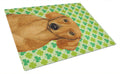 Dachshund St. Patrick's Day Shamrock Portrait Cutting Board Tempered Glass Kitchen Cutting Surface, Heat Resistant Chopping, Non-Slip Feet, Food Prep & Serving