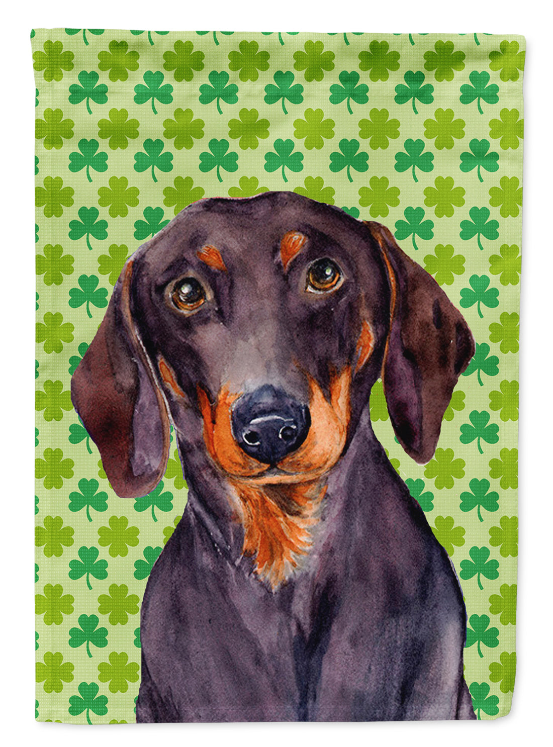 Dachshund St. Patrick's Day Shamrock Portrait House Flag 28x40 Porch Sleeve Pole Decorative Outside Yard Banner Artwork Wall Hanging, Polyester