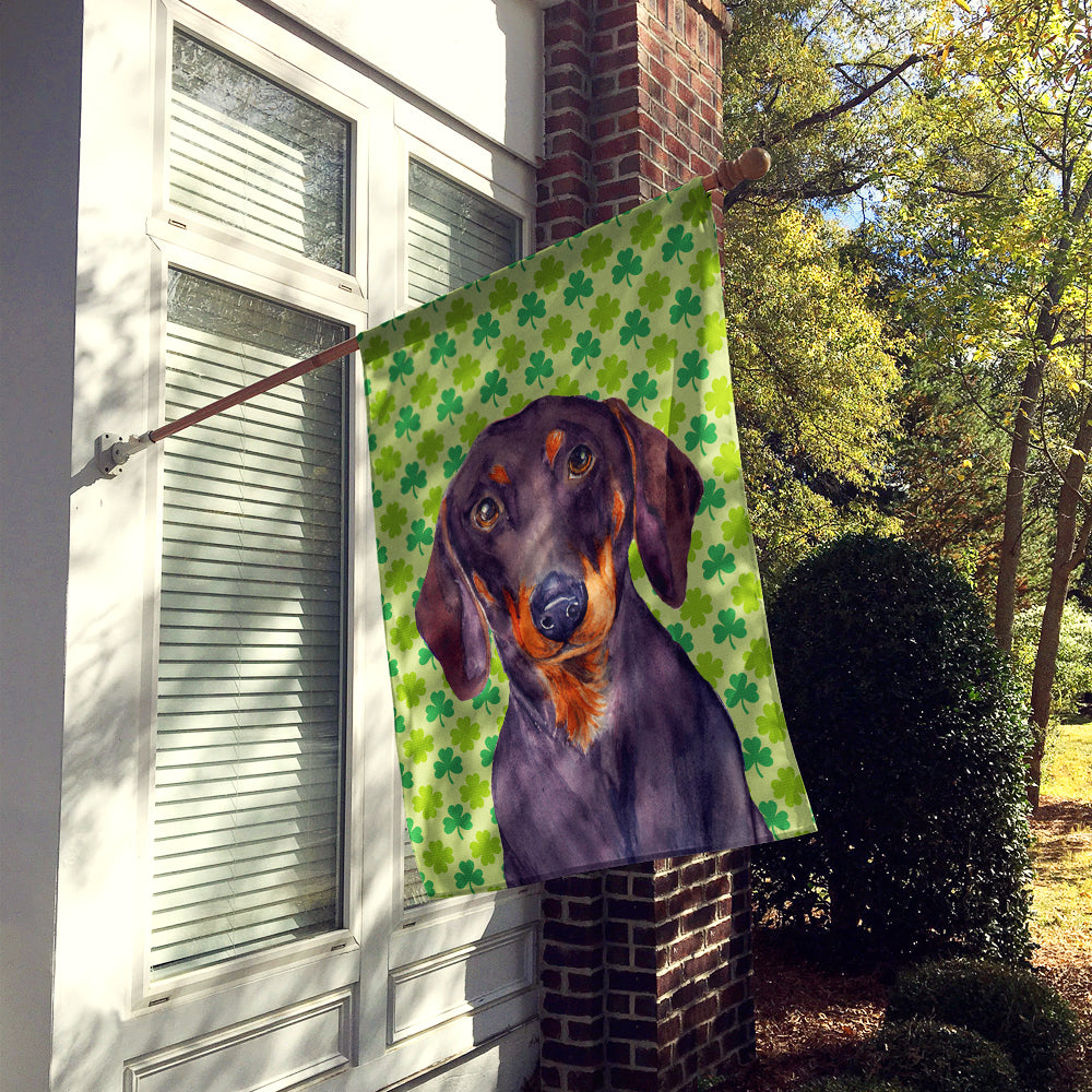 Dachshund St. Patrick's Day Shamrock Portrait House Flag 28x40 Porch Sleeve Pole Decorative Outside Yard Banner Artwork Wall Hanging, Polyester