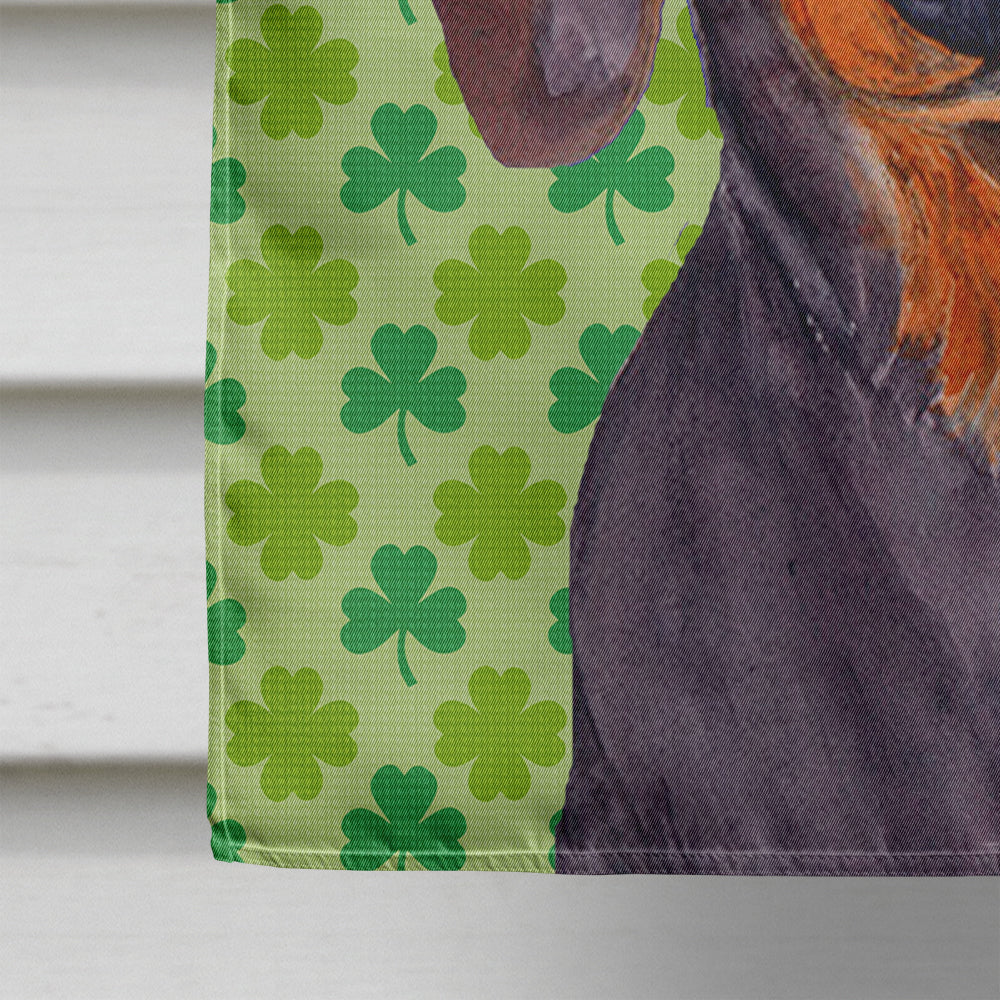 Dachshund St. Patrick's Day Shamrock Portrait House Flag 28x40 Porch Sleeve Pole Decorative Outside Yard Banner Artwork Wall Hanging, Polyester