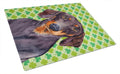 Dachshund St. Patrick's Day Shamrock Portrait Cutting Board Tempered Glass Kitchen Cutting Surface, Heat Resistant Chopping, Non-Slip Feet, Food Prep & Serving