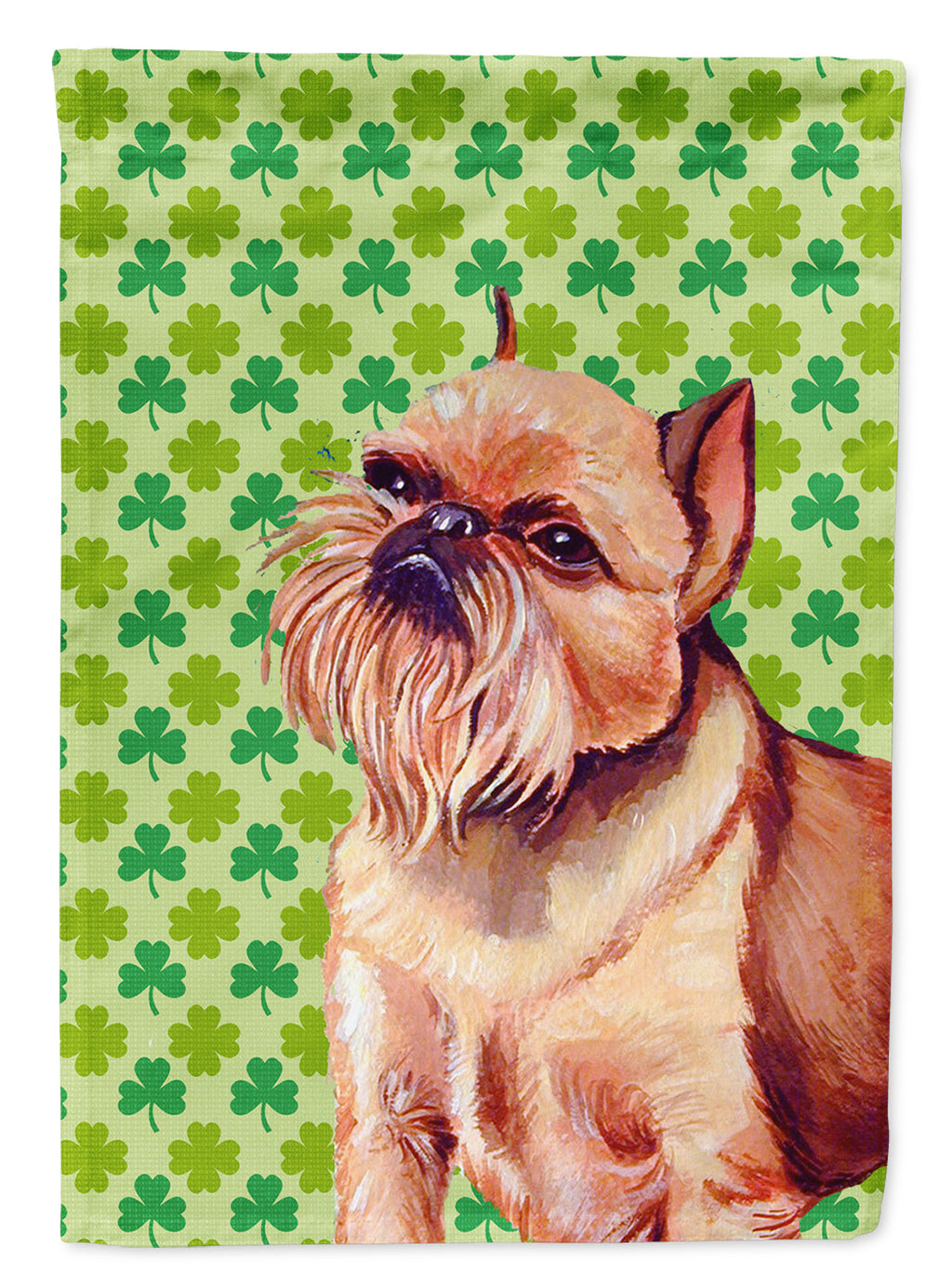 Brussels Griffon St. Patrick's Day Shamrock Portrait House Flag 28x40 Porch Sleeve Pole Decorative Outside Yard Banner Artwork Wall Hanging, Polyester