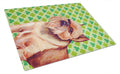 Brussels Griffon St. Patrick's Day Shamrock Portrait Cutting Board Tempered Glass Kitchen Cutting Surface, Heat Resistant Chopping, Non-Slip Feet, Food Prep & Serving