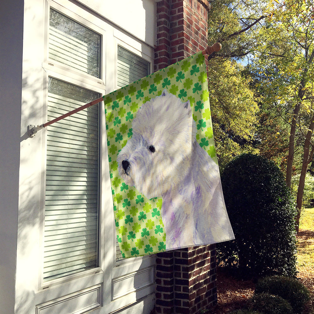 Westie St. Patrick's Day Shamrock Portrait House Flag 28x40 Porch Sleeve Pole Decorative Outside Yard Banner Artwork Wall Hanging, Polyester
