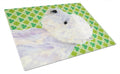 Westie St. Patrick's Day Shamrock Portrait Cutting Board Tempered Glass Kitchen Cutting Surface, Heat Resistant Chopping, Non-Slip Feet, Food Prep & Serving