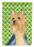 Silky Terrier St. Patrick's Day Shamrock Portrait House Flag 28x40 Porch Sleeve Pole Decorative Outside Yard Banner Artwork Wall Hanging, Polyester