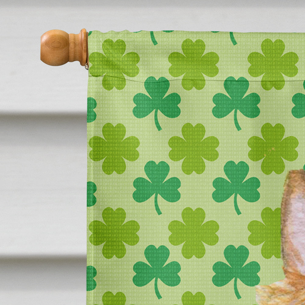 Silky Terrier St. Patrick's Day Shamrock Portrait House Flag 28x40 Porch Sleeve Pole Decorative Outside Yard Banner Artwork Wall Hanging, Polyester