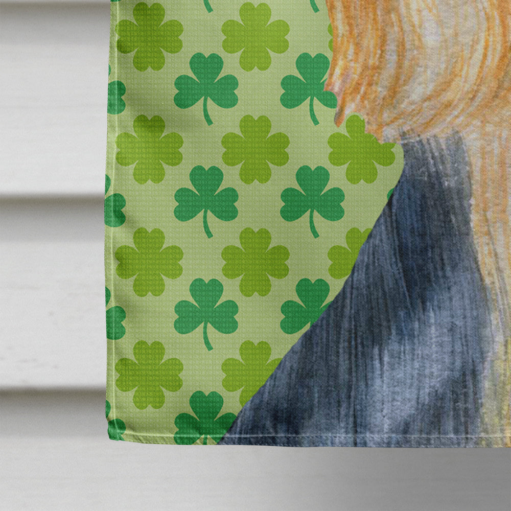 Silky Terrier St. Patrick's Day Shamrock Portrait House Flag 28x40 Porch Sleeve Pole Decorative Outside Yard Banner Artwork Wall Hanging, Polyester