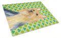 Silky Terrier St. Patrick's Day Shamrock Portrait Cutting Board Tempered Glass Kitchen Cutting Surface, Heat Resistant Chopping, Non-Slip Feet, Food Prep & Serving