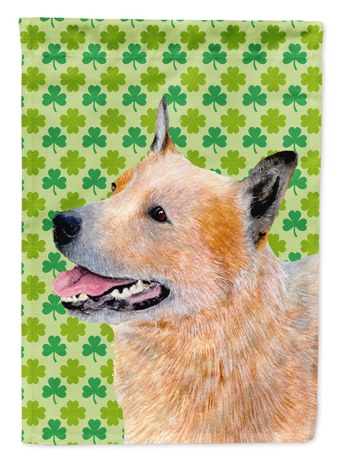 Australian Cattle Dog St. Patrick's Day Shamrock House Flag 28x40 Porch Sleeve Pole Decorative Outside Yard Banner Artwork Wall Hanging, Polyester