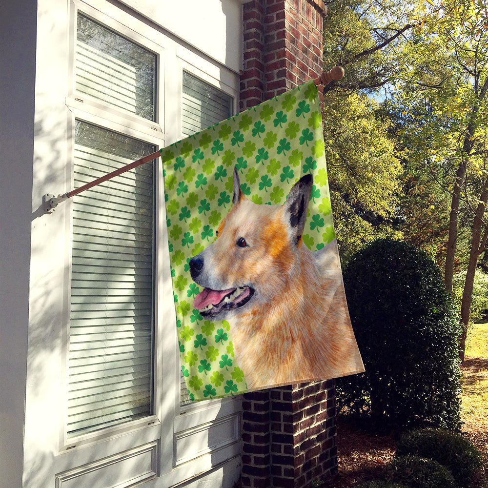 Australian Cattle Dog St. Patrick's Day Shamrock House Flag 28x40 Porch Sleeve Pole Decorative Outside Yard Banner Artwork Wall Hanging, Polyester