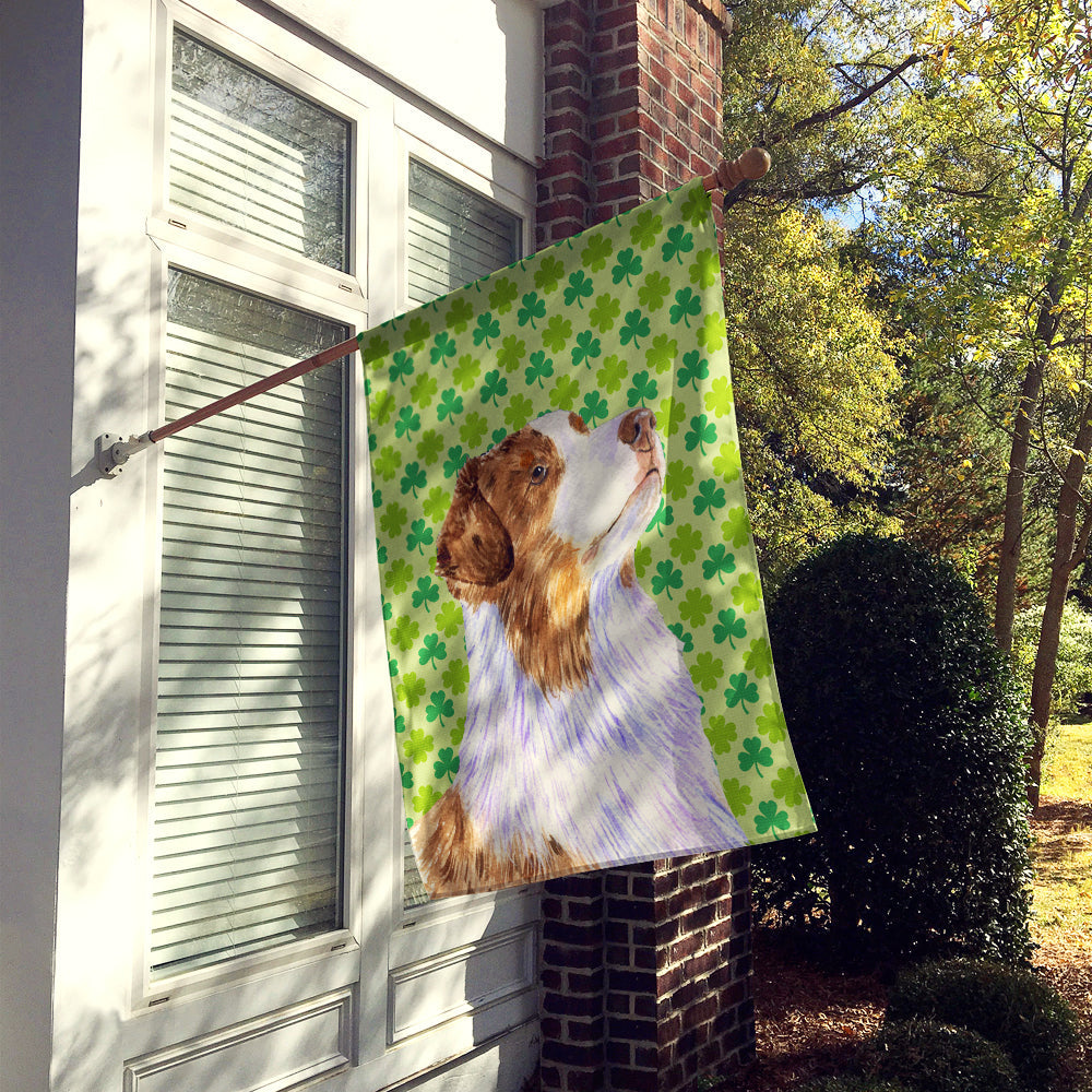 Australian Shepherd St. Patrick's Day Shamrock House Flag 28x40 Porch Sleeve Pole Decorative Outside Yard Banner Artwork Wall Hanging, Polyester