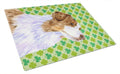 Australian Shepherd St. Patrick's Day Shamrock Cutting Board Tempered Glass Kitchen Cutting Surface, Heat Resistant Chopping, Non-Slip Feet, Food Prep & Serving