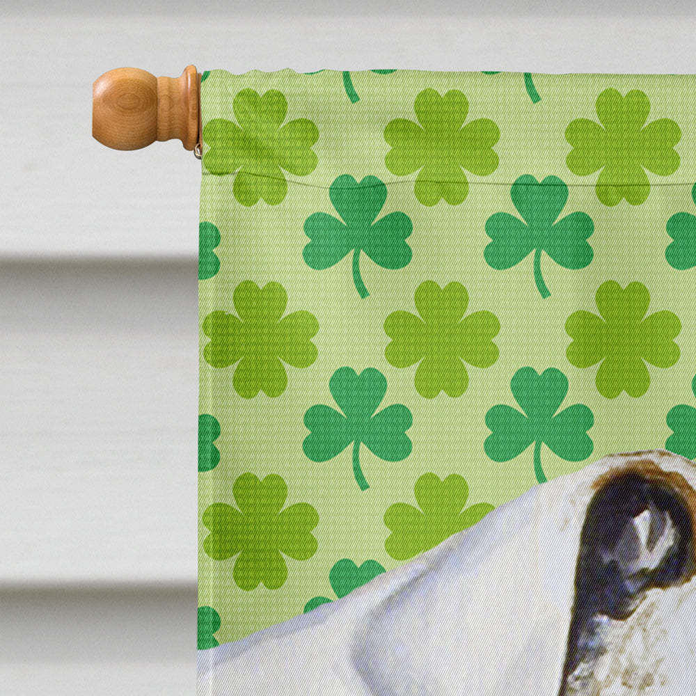 Bulldog English St. Patrick's Day Shamrock Portrait House Flag 28x40 Porch Sleeve Pole Decorative Outside Yard Banner Artwork Wall Hanging, Polyester