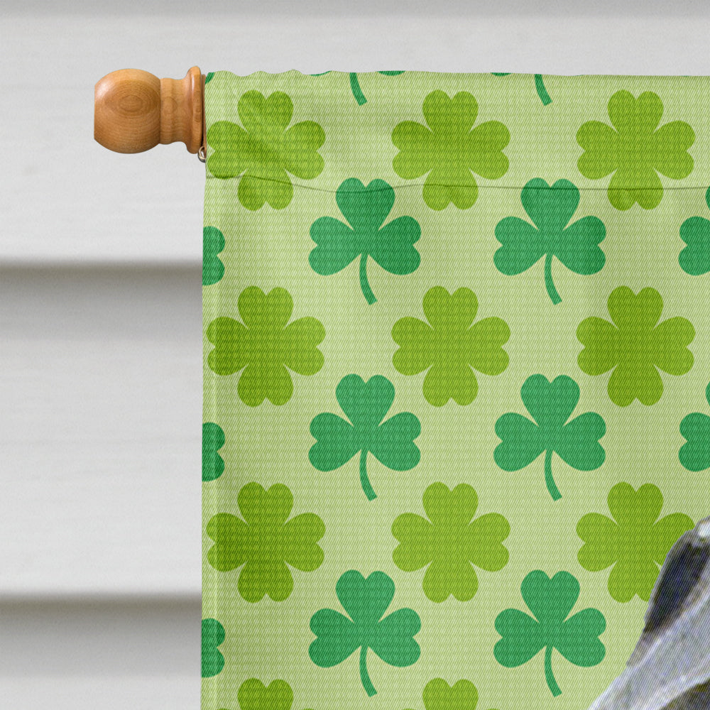 Flat Coated Retriever St. Patrick's Day Shamrock Portrait House Flag 28x40 Porch Sleeve Pole Decorative Outside Yard Banner Artwork Wall Hanging, Polyester