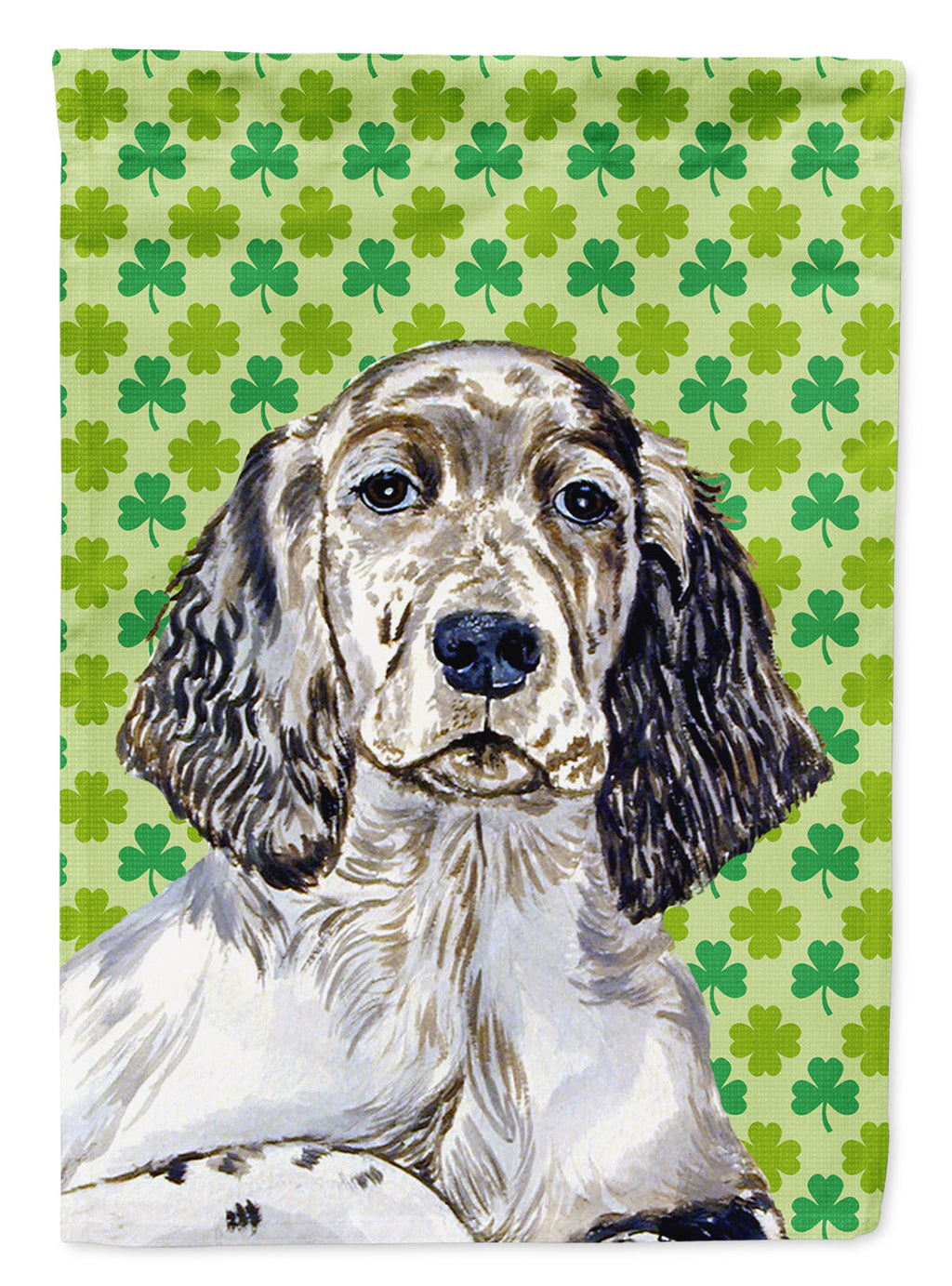 English Setter St. Patrick's Day Shamrock Portrait House Flag 28x40 Porch Sleeve Pole Decorative Outside Yard Banner Artwork Wall Hanging, Polyester