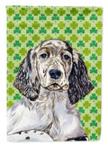 English Setter St. Patrick's Day Shamrock Portrait House Flag 28x40 Porch Sleeve Pole Decorative Outside Yard Banner Artwork Wall Hanging, Polyester