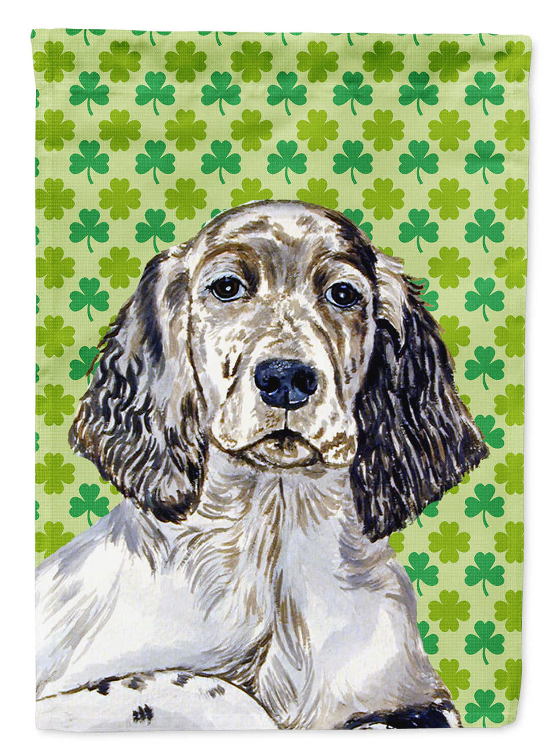 English Setter St. Patrick's Day Shamrock Portrait House Flag 28x40 Porch Sleeve Pole Decorative Outside Yard Banner Artwork Wall Hanging, Polyester