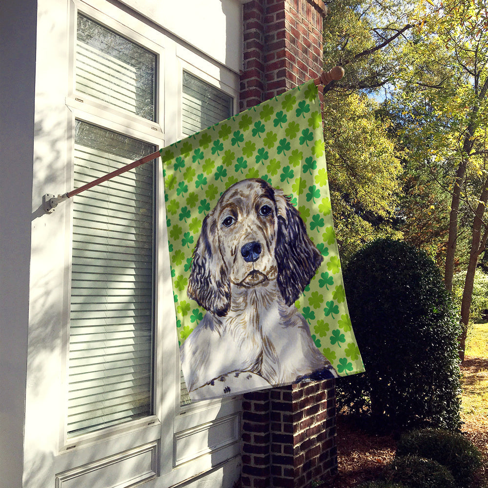 English Setter St. Patrick's Day Shamrock Portrait House Flag 28x40 Porch Sleeve Pole Decorative Outside Yard Banner Artwork Wall Hanging, Polyester