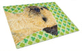 Border Terrier St. Patrick's Day Shamrock Portrait Cutting Board Tempered Glass Kitchen Cutting Surface, Heat Resistant Chopping, Non-Slip Feet, Food Prep & Serving