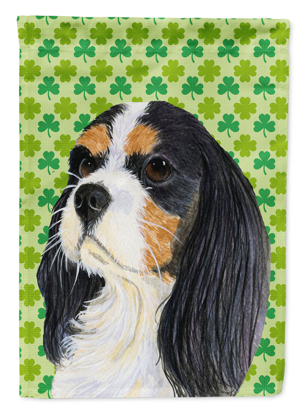 Cavalier Spaniel St. Patrick's Day Shamrock Portrait House Flag 28x40 Porch Sleeve Pole Decorative Outside Yard Banner Artwork Wall Hanging, Polyester