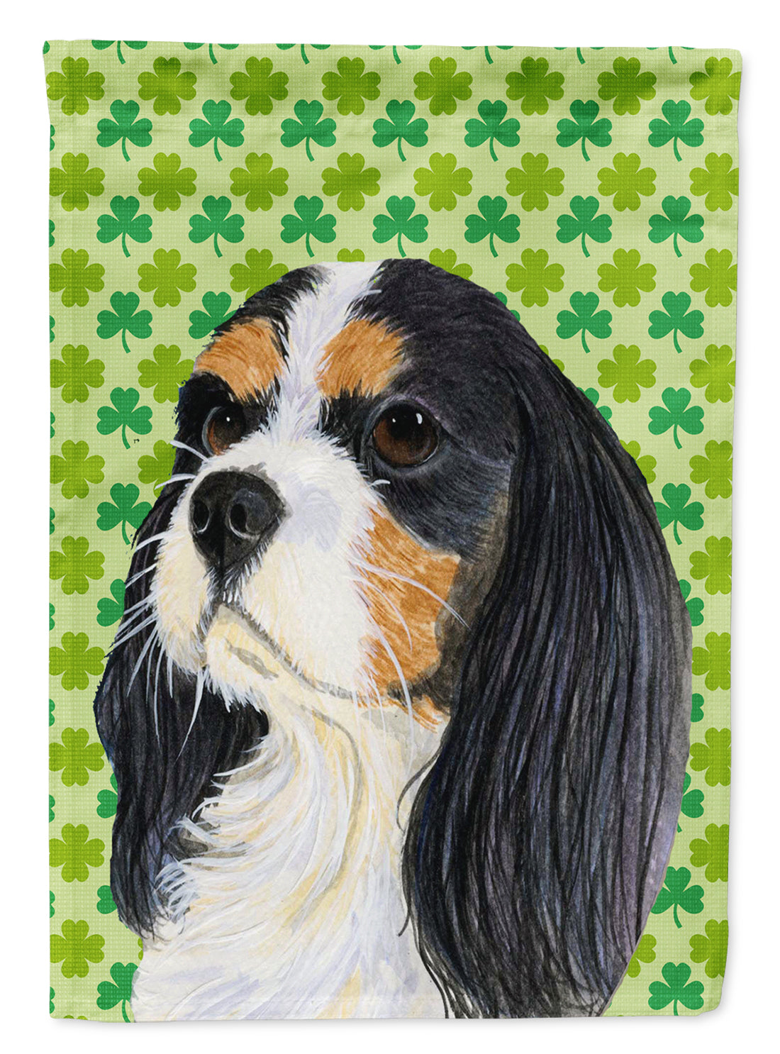 Cavalier Spaniel St. Patrick's Day Shamrock Portrait House Flag 28x40 Porch Sleeve Pole Decorative Outside Yard Banner Artwork Wall Hanging, Polyester