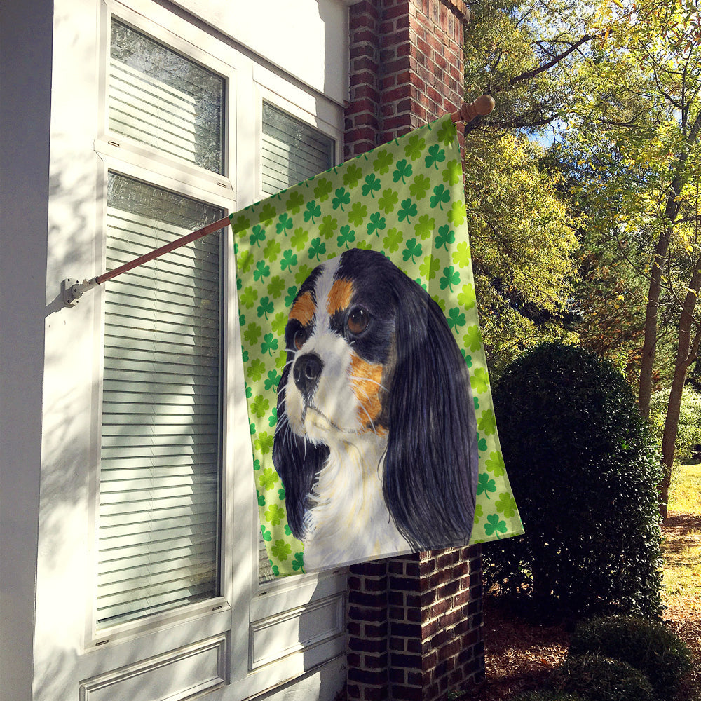 Cavalier Spaniel St. Patrick's Day Shamrock Portrait House Flag 28x40 Porch Sleeve Pole Decorative Outside Yard Banner Artwork Wall Hanging, Polyester