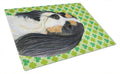 Cavalier Spaniel St. Patrick's Day Shamrock Portrait Cutting Board Tempered Glass Kitchen Cutting Surface, Heat Resistant Chopping, Non-Slip Feet, Food Prep & Serving