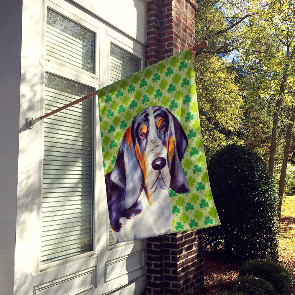 Basset Hound St. Patrick's Day Shamrock Portrait House Flag 28x40 Porch Sleeve Pole Decorative Outside Yard Banner Artwork Wall Hanging, Polyester