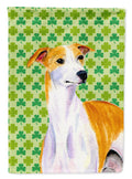 Whippet St. Patrick's Day Shamrock Portrait House Flag 28x40 Porch Sleeve Pole Decorative Outside Yard Banner Artwork Wall Hanging, Polyester