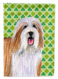 Bearded Collie St. Patrick's Day Shamrock Portrait House Flag 28x40 Porch Sleeve Pole Decorative Outside Yard Banner Artwork Wall Hanging, Polyester