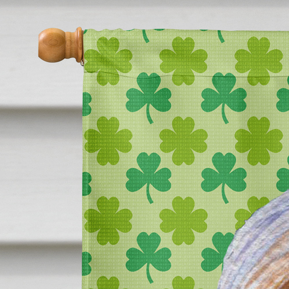 Bearded Collie St. Patrick's Day Shamrock Portrait House Flag 28x40 Porch Sleeve Pole Decorative Outside Yard Banner Artwork Wall Hanging, Polyester