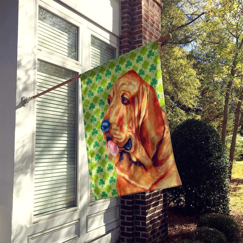 Bloodhound St. Patrick's Day Shamrock Portrait House Flag 28x40 Porch Sleeve Pole Decorative Outside Yard Banner Artwork Wall Hanging, Polyester