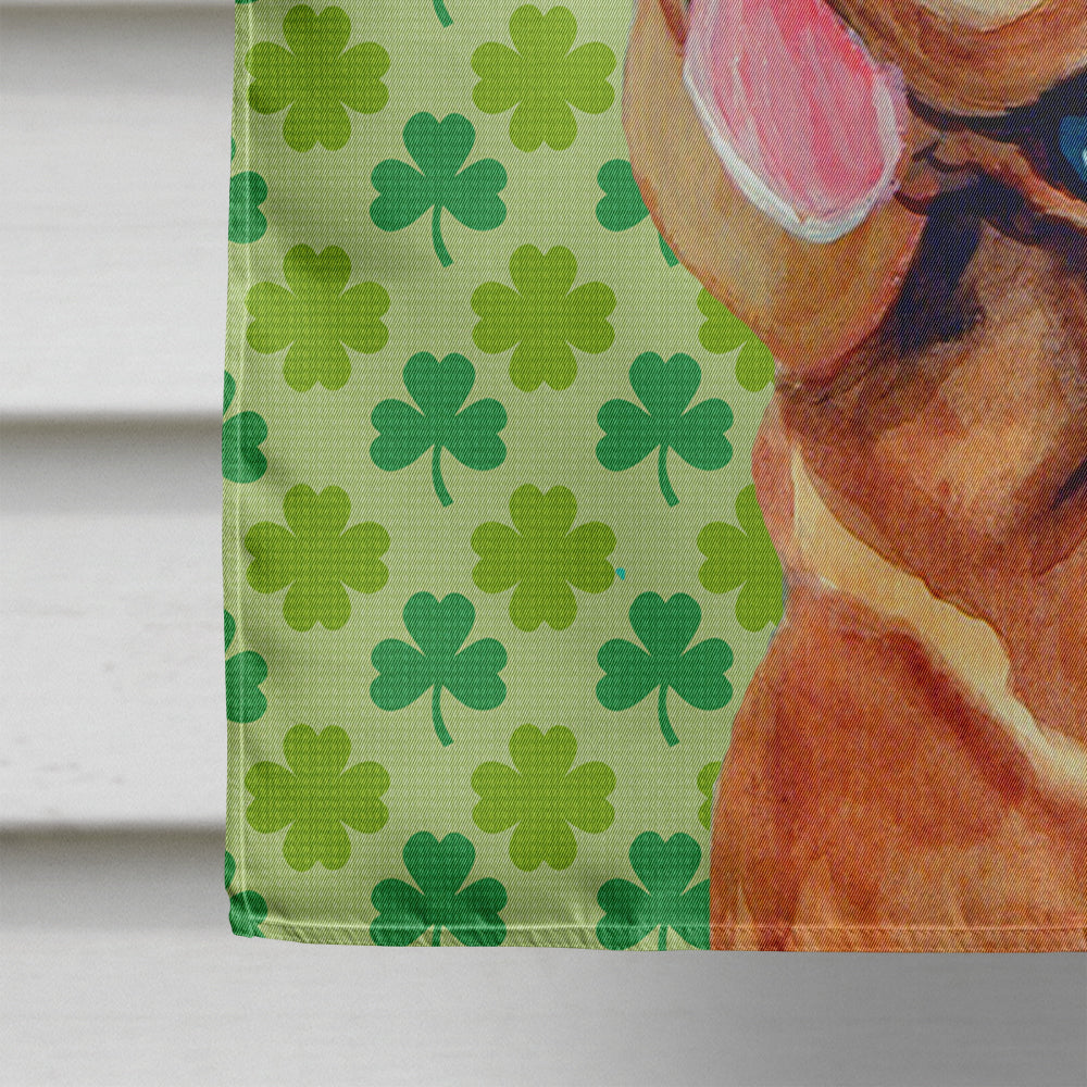 Bloodhound St. Patrick's Day Shamrock Portrait House Flag 28x40 Porch Sleeve Pole Decorative Outside Yard Banner Artwork Wall Hanging, Polyester