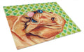 Bloodhound St. Patrick's Day Shamrock Portrait Cutting Board Tempered Glass Kitchen Cutting Surface, Heat Resistant Chopping, Non-Slip Feet, Food Prep & Serving
