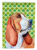 Basset Hound St. Patrick's Day Shamrock Portrait House Flag 28x40 Porch Sleeve Pole Decorative Outside Yard Banner Artwork Wall Hanging, Polyester