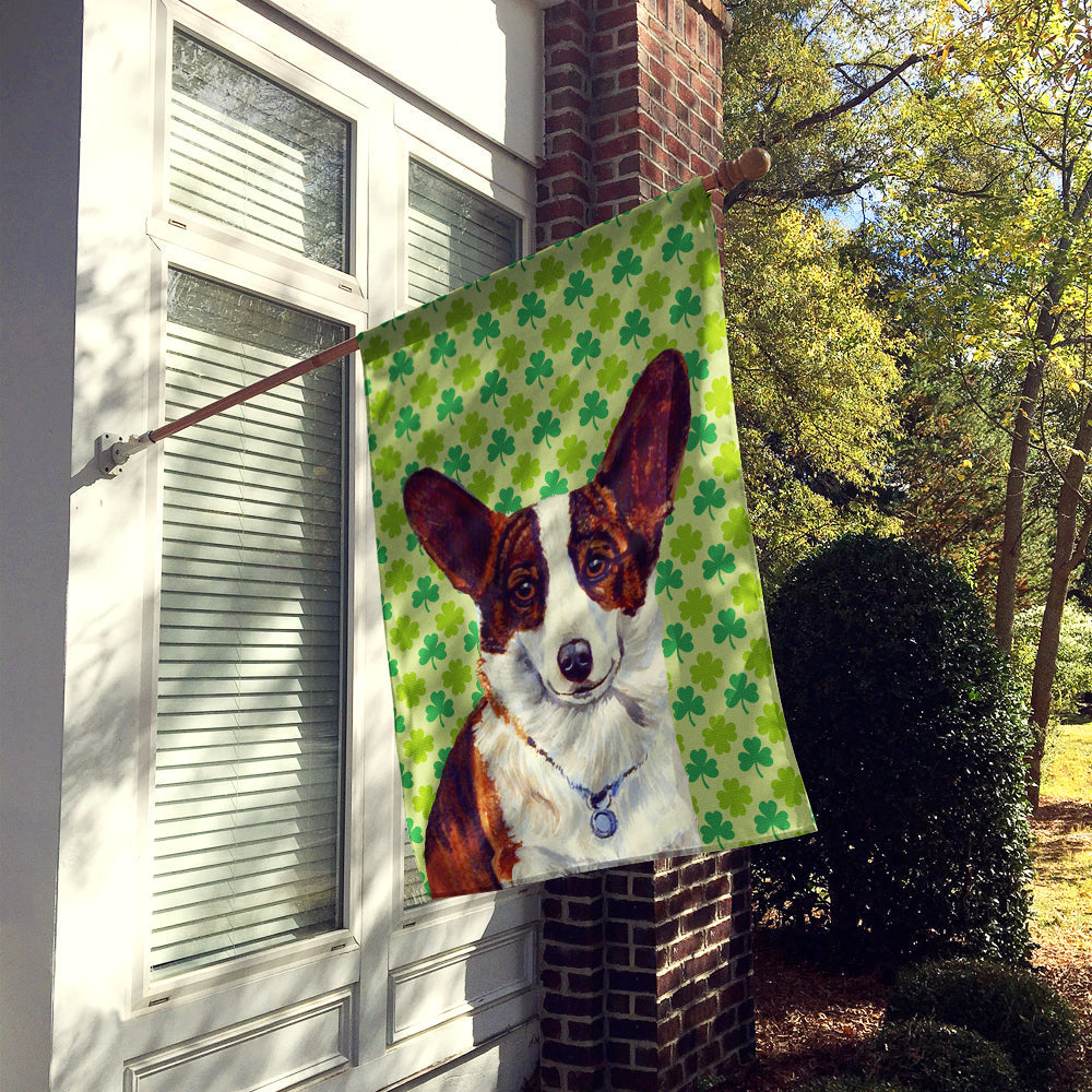 Corgi St. Patrick's Day Shamrock Portrait House Flag 28x40 Porch Sleeve Pole Decorative Outside Yard Banner Artwork Wall Hanging, Polyester