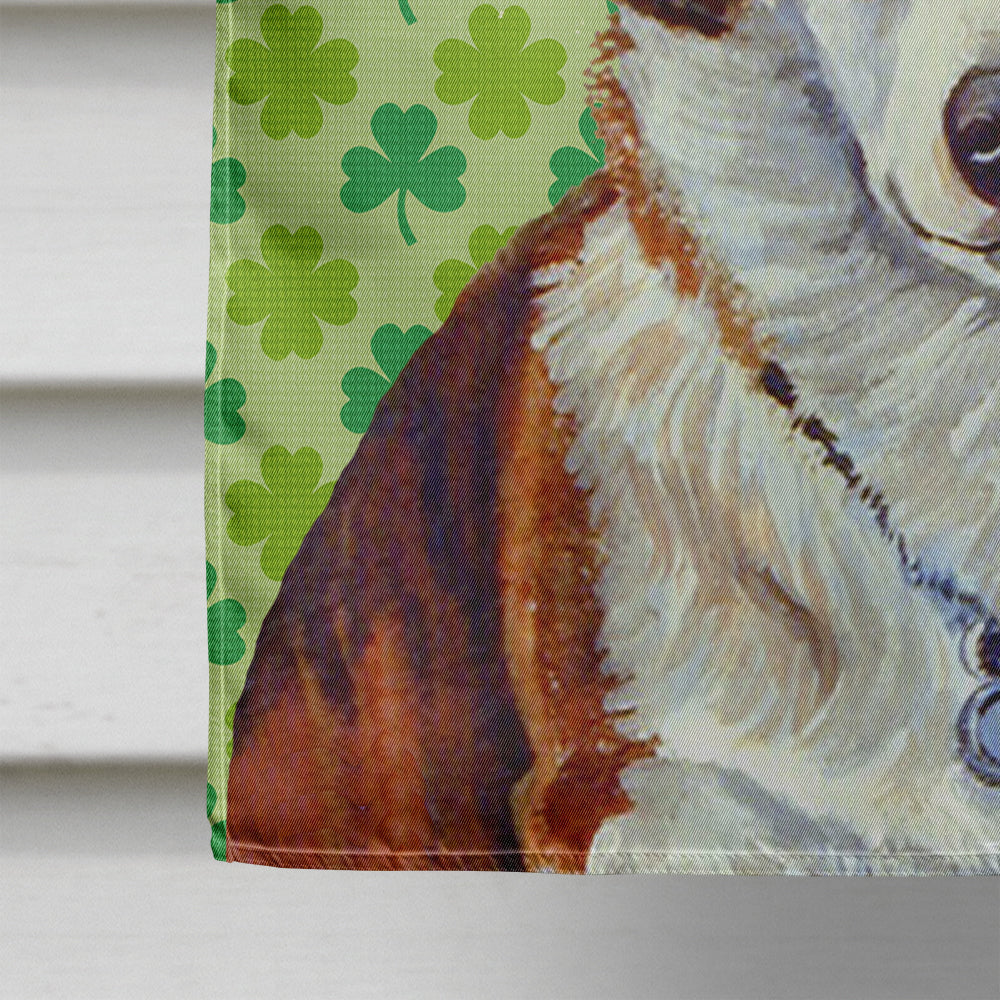 Corgi St. Patrick's Day Shamrock Portrait House Flag 28x40 Porch Sleeve Pole Decorative Outside Yard Banner Artwork Wall Hanging, Polyester