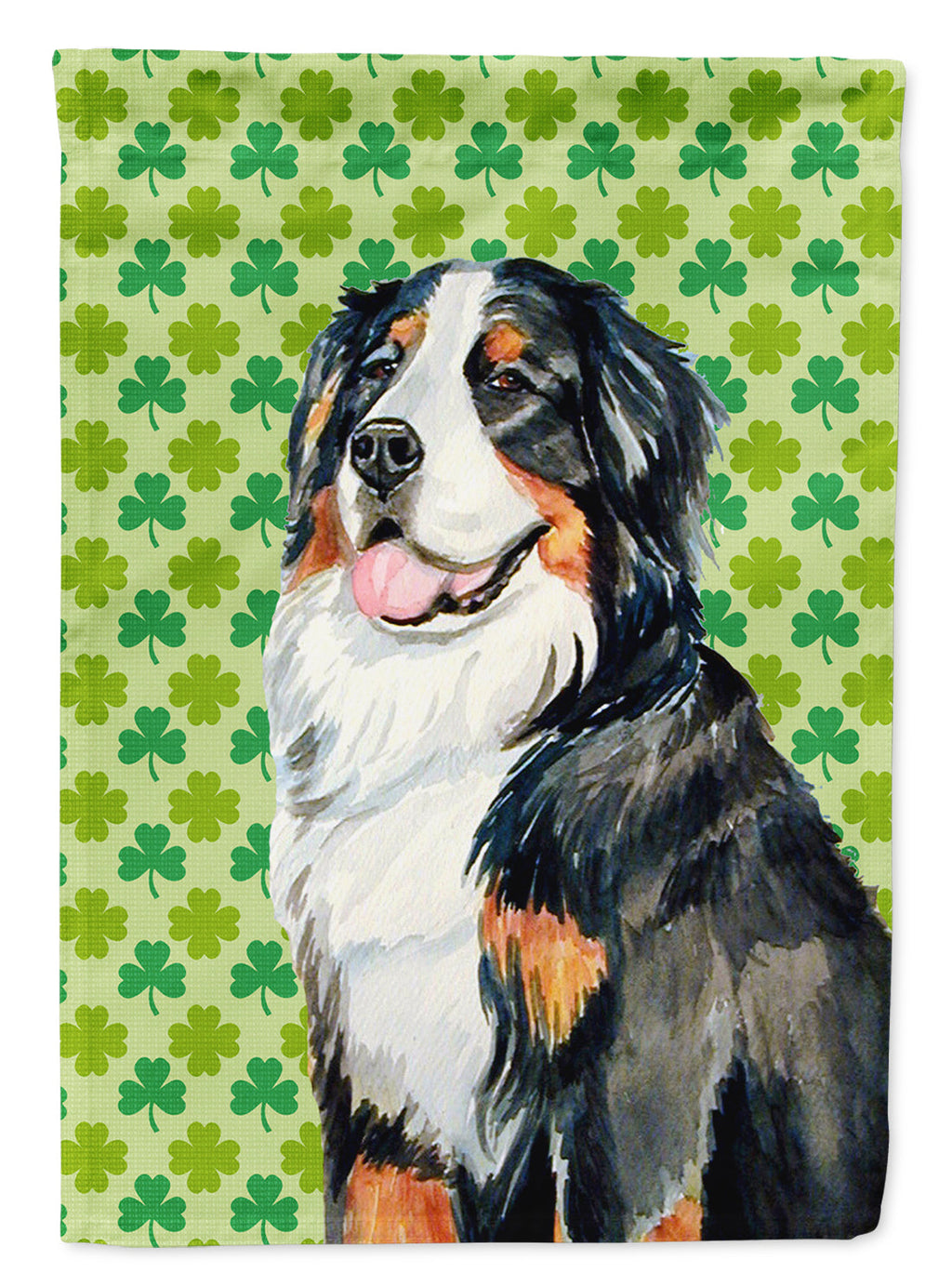 Bernese Mountain Dog St. Patrick's Day Shamrock Portrait House Flag 28x40 Porch Sleeve Pole Decorative Outside Yard Banner Artwork Wall Hanging, Polyester