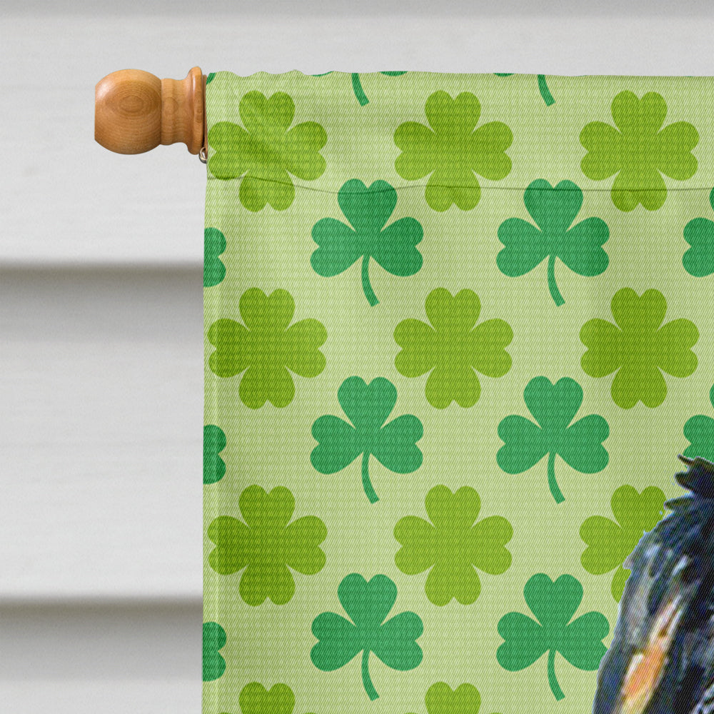 Bernese Mountain Dog St. Patrick's Day Shamrock Portrait House Flag 28x40 Porch Sleeve Pole Decorative Outside Yard Banner Artwork Wall Hanging, Polyester