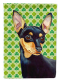Min Pin St. Patrick's Day Shamrock Portrait House Flag 28x40 Porch Sleeve Pole Decorative Outside Yard Banner Artwork Wall Hanging, Polyester