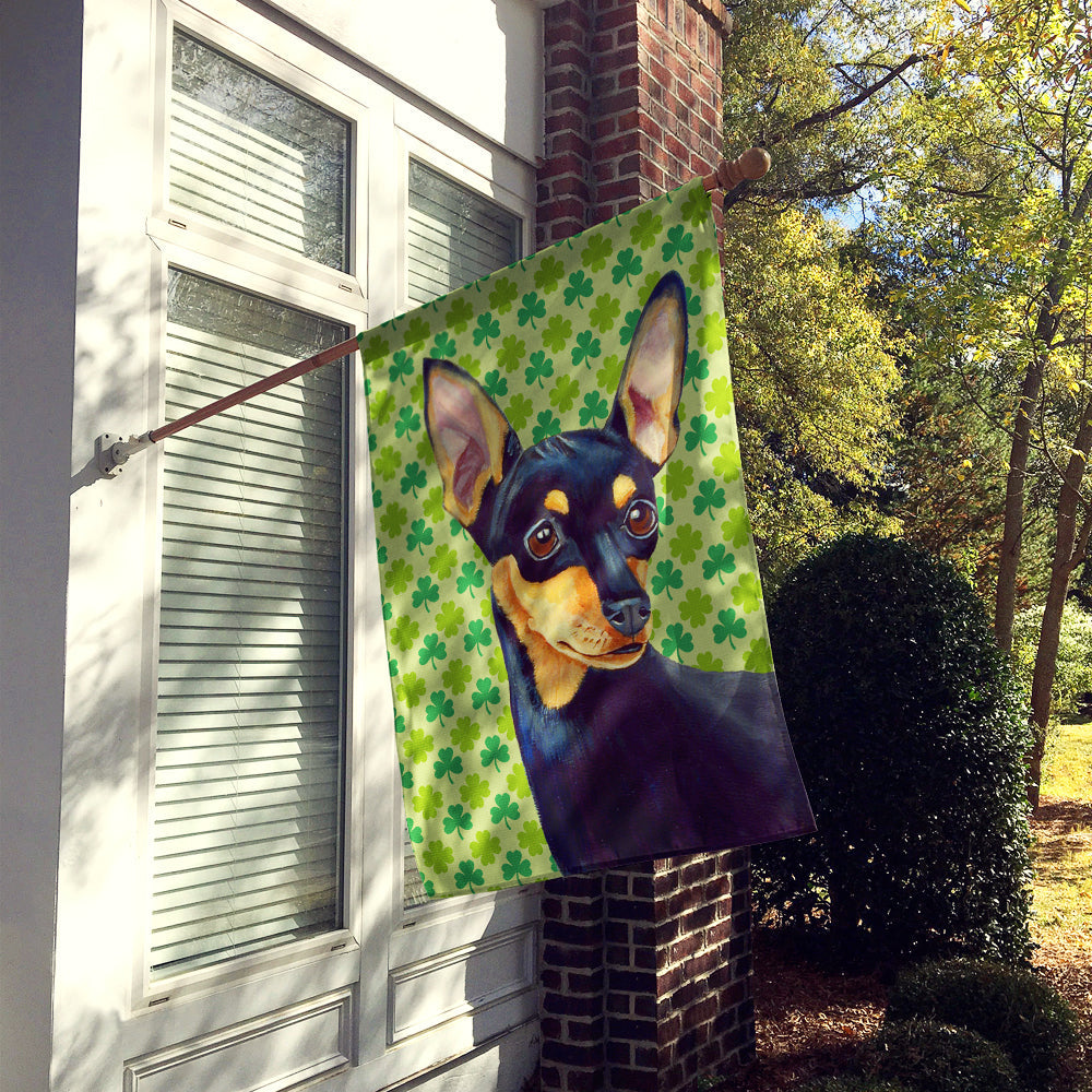 Min Pin St. Patrick's Day Shamrock Portrait House Flag 28x40 Porch Sleeve Pole Decorative Outside Yard Banner Artwork Wall Hanging, Polyester