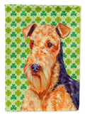 Airedale St. Patrick's Day Shamrock Portrait House Flag 28x40 Porch Sleeve Pole Decorative Outside Yard Banner Artwork Wall Hanging, Polyester