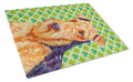 Airedale St. Patrick's Day Shamrock Portrait Cutting Board Tempered Glass Kitchen Cutting Surface, Heat Resistant Chopping, Non-Slip Feet, Food Prep & Serving