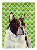French Bulldog St. Patrick's Day Shamrock Portrait House Flag 28x40 Porch Sleeve Pole Decorative Outside Yard Banner Artwork Wall Hanging, Polyester