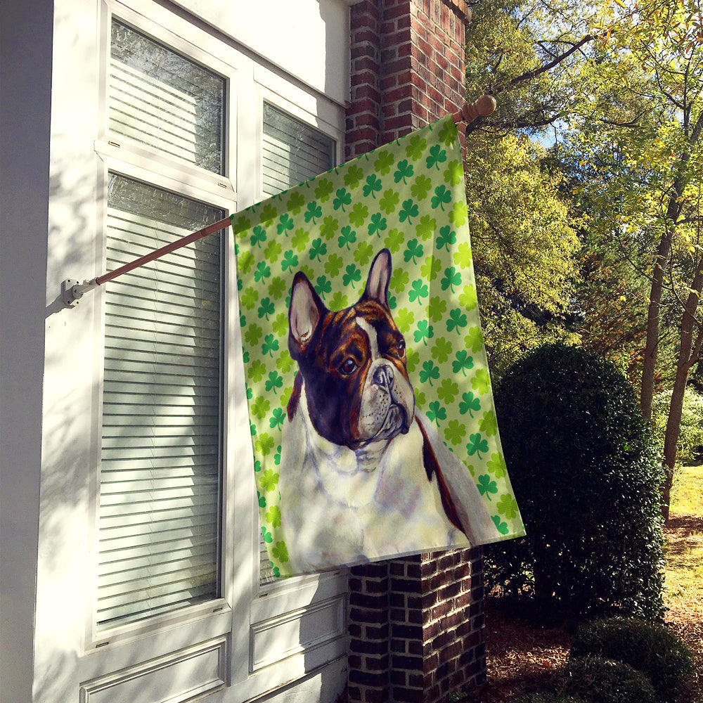French Bulldog St. Patrick's Day Shamrock Portrait House Flag 28x40 Porch Sleeve Pole Decorative Outside Yard Banner Artwork Wall Hanging, Polyester